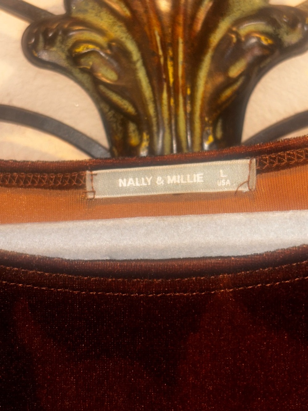 Nally & Millie Velvet Long Sleeve Top W/ Rich , Vibrant Colors - Picture 3 of 4